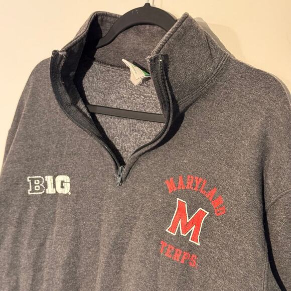 University of Maryland Terrapins Quarter-Zip Sweatshirt - Gray Pullover - Picture 6 of 6